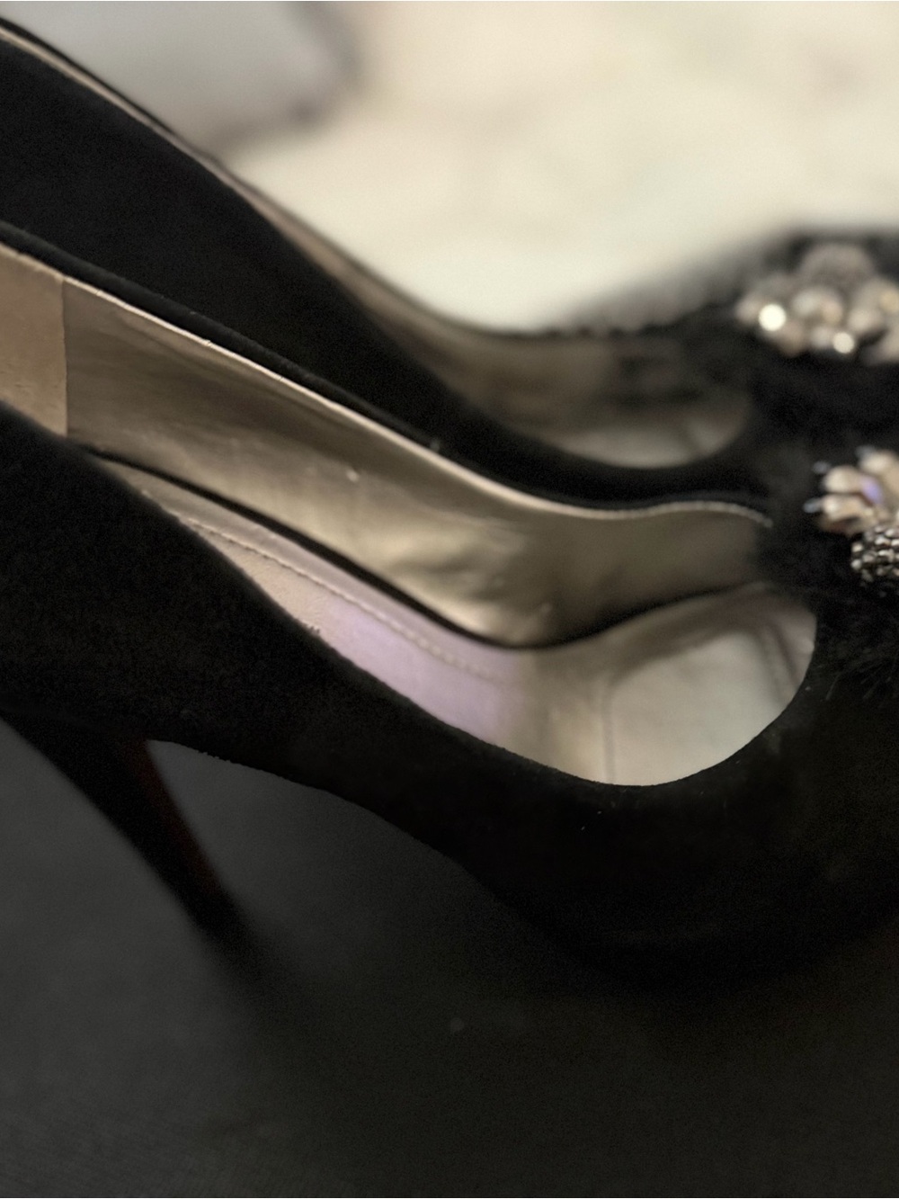 Black Embellished Women's High Heels